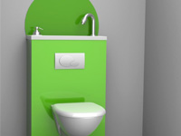 iCi Bati Handwaschbecken mit Typ 2 grüne Wandschutz 